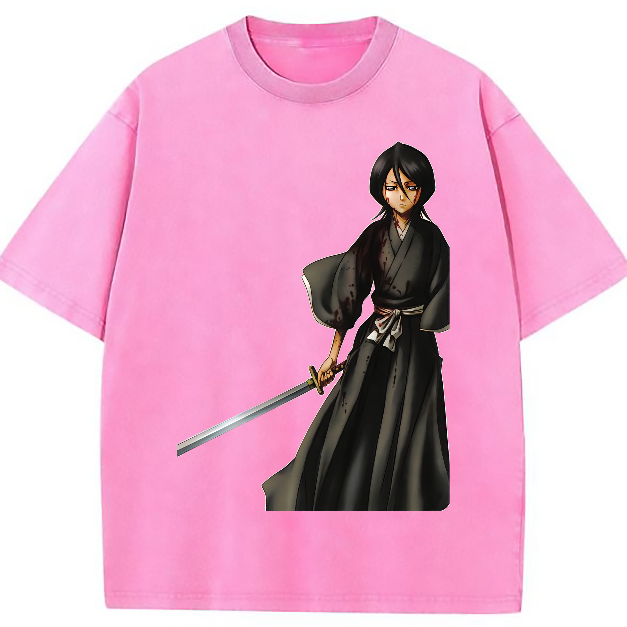 （画像用） ブリーチ 朽木ルキア BLEACH Kuchiki Rukia 綿100% ヴィンテージ風 半袖Tシャツ（フロントプリント）